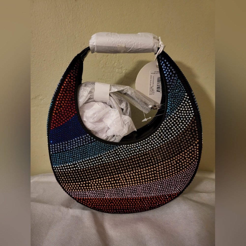 STAUD Multicolor Crystal-Embellished Crescent Crossbody Bag - Picture 7 of 15